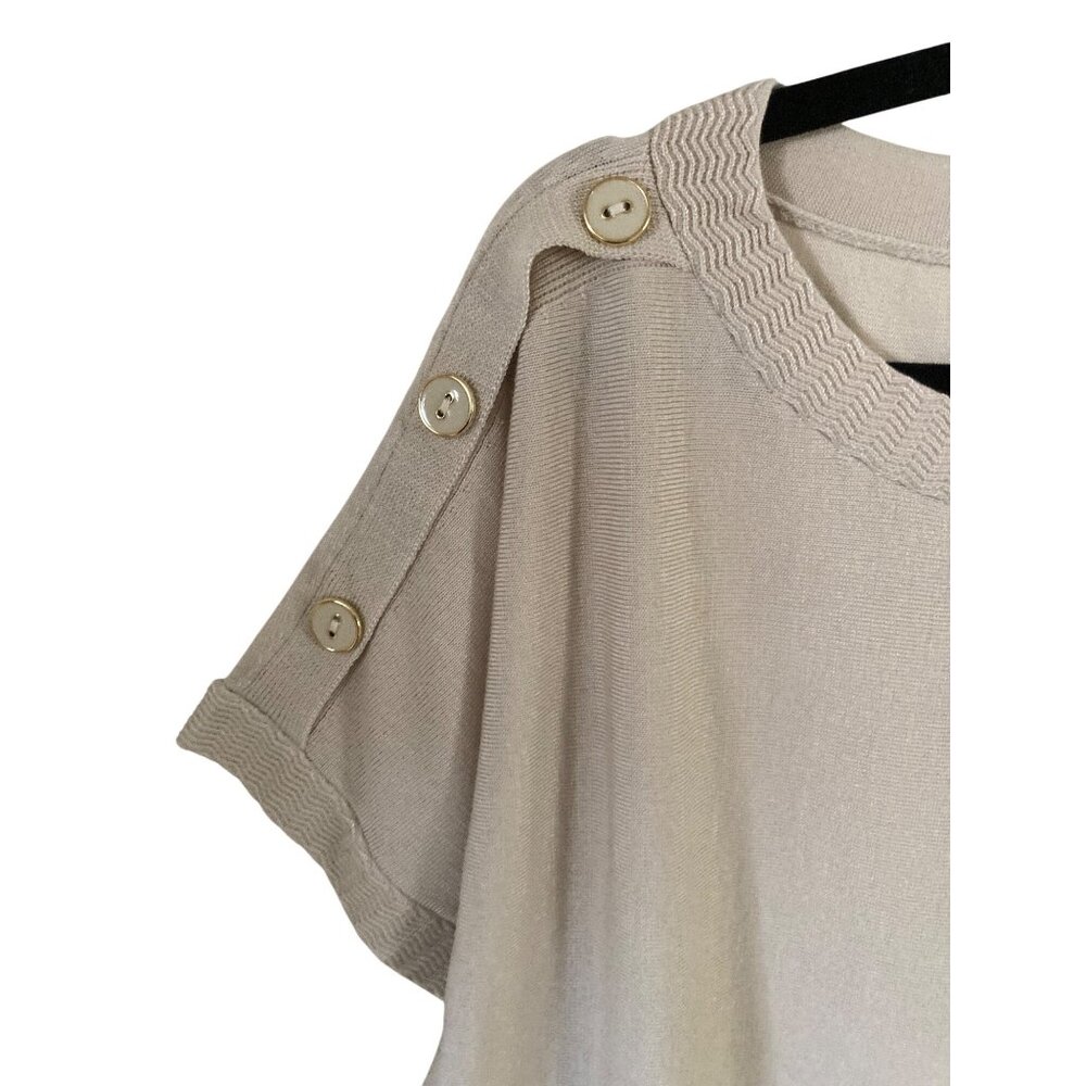 NWT Melissa Page Women's Button Detail Dolman Short-Sleeve Sweater Pumice Stone - Picture 6 of 7